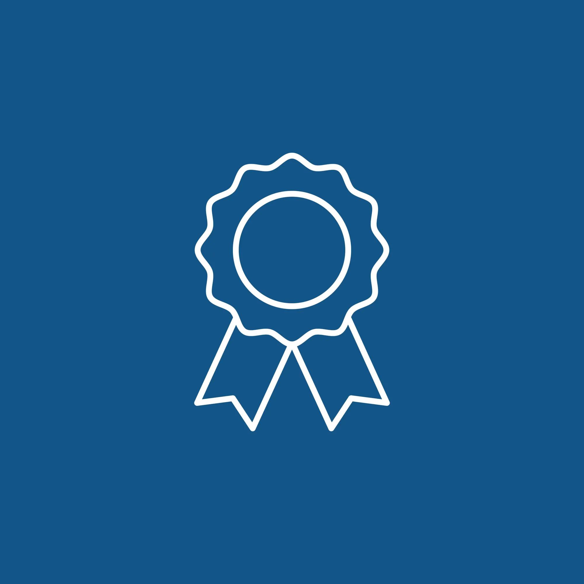 a certificate icon with blue background