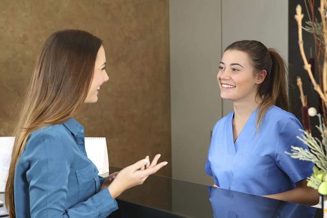 two ladies talking