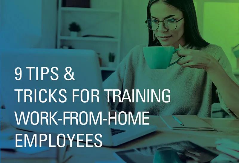 Woman wearing a headset, working from home in front of laptop, training for her job
